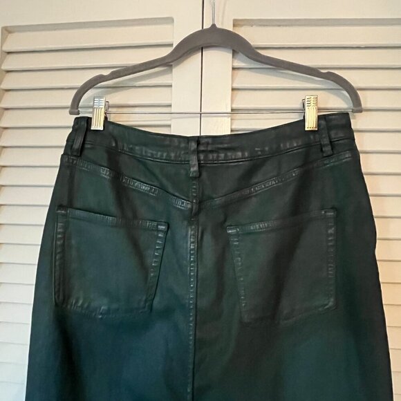 NWT Anthropologie Pilcro Coated Denim Pencil Skirt dark green 14 - Picture 8 of 11